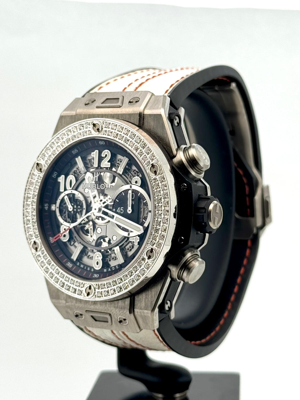 BIG BANG UNICO 45MM TITANIUM CUSTOM DIAMOND BEZEL (WATCH & PAPER)